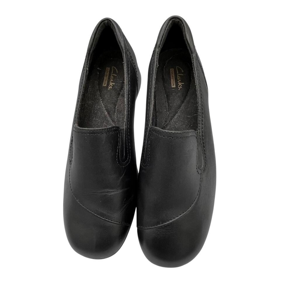 Clarks Collection Women’s Black Classic Loafers 7M Y2K Slip-On Comfort Workwear